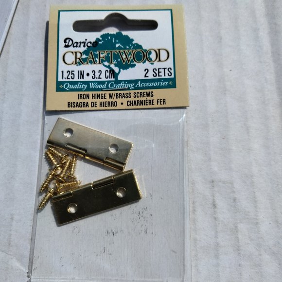 LOT- 6pkgs DARICO IRON HINGE WITH BRASS SCREWS 1.25" (2/pkg) 9142-14 - Picture 2 of 3
